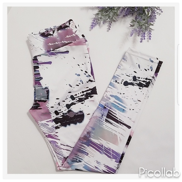 Pants - Pink & Purple Abstract Leggings